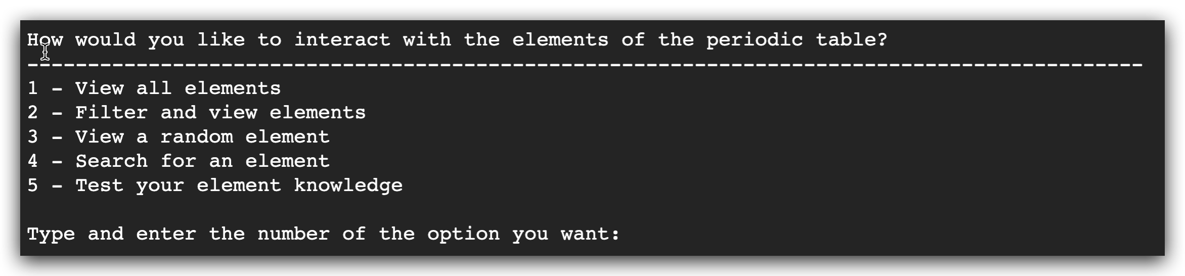 Periodic Table Explorer — a Java console application
