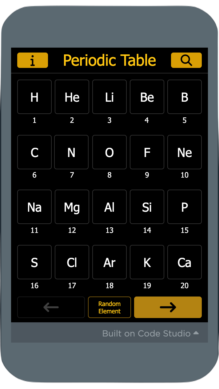 Periodic Table — Code.org App Lab project