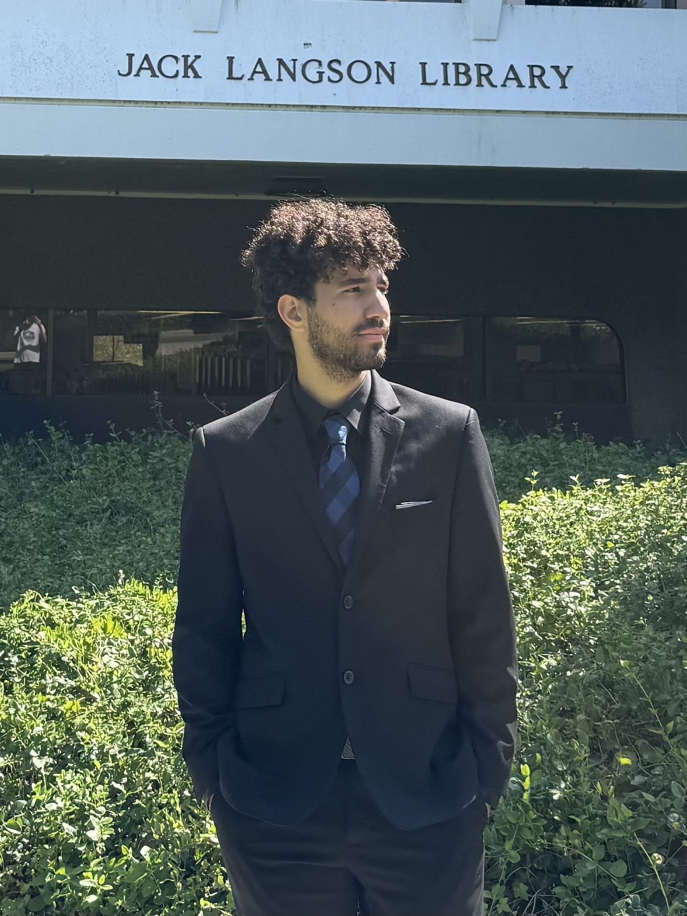 Abubakr Elmallah outside Jack Langson Library at UC Irvine